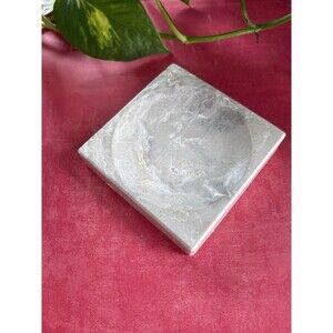 Handmade Soap Dish Cement Soap Holder Square Bathroom Kitchen White Marble